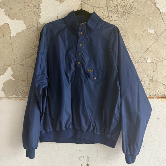 Vtg Eddie Bauer Jacket Men XL Navy Blue Anorak Pullover Windbreaker Snap Closure - Picture 1 of 7